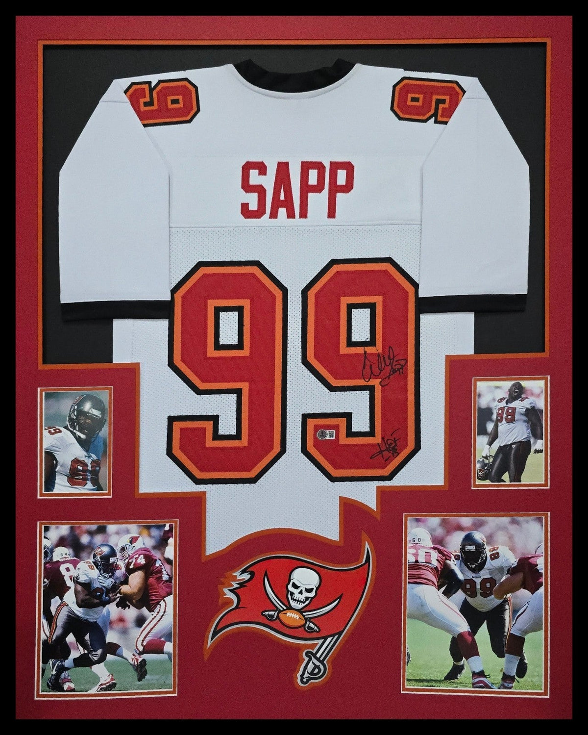 Framed Tampa Bay Buccaneers Warren Sapp Autographed Signed Jersey Beckett Holo
