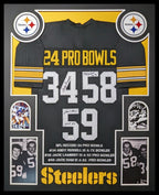 Framed Pittsburgh Steelers 24 Pro Bowls 3X Signed Stat Jersey Jsa Coa