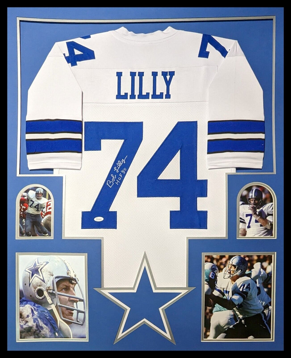 Framed Dallas Cowboys Bob Lilly Autographed Signed Inscribed Jersey Jsa Coa