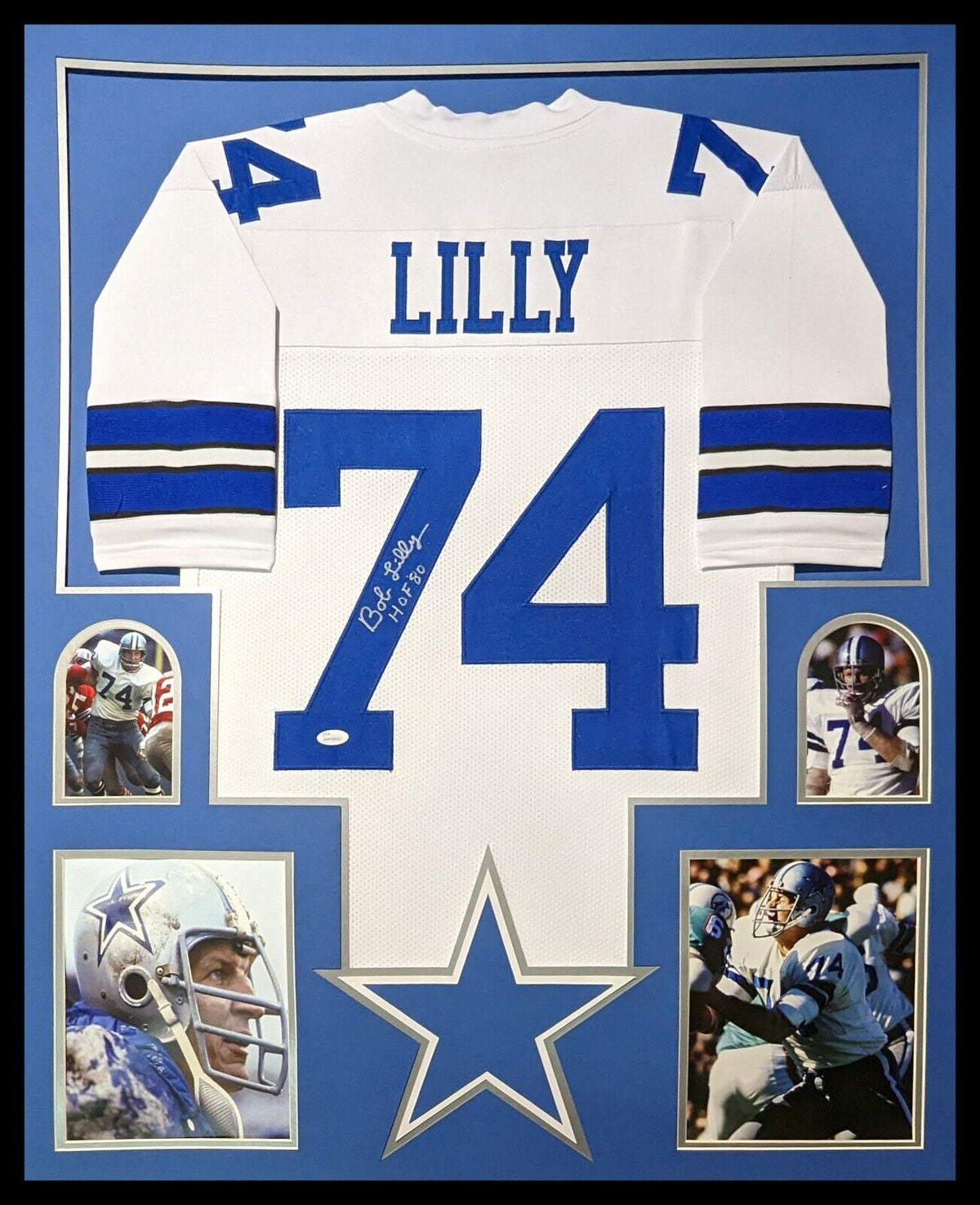 Framed Dallas Cowboys Bob Lilly Autographed Signed Inscribed Jersey Jsa Coa