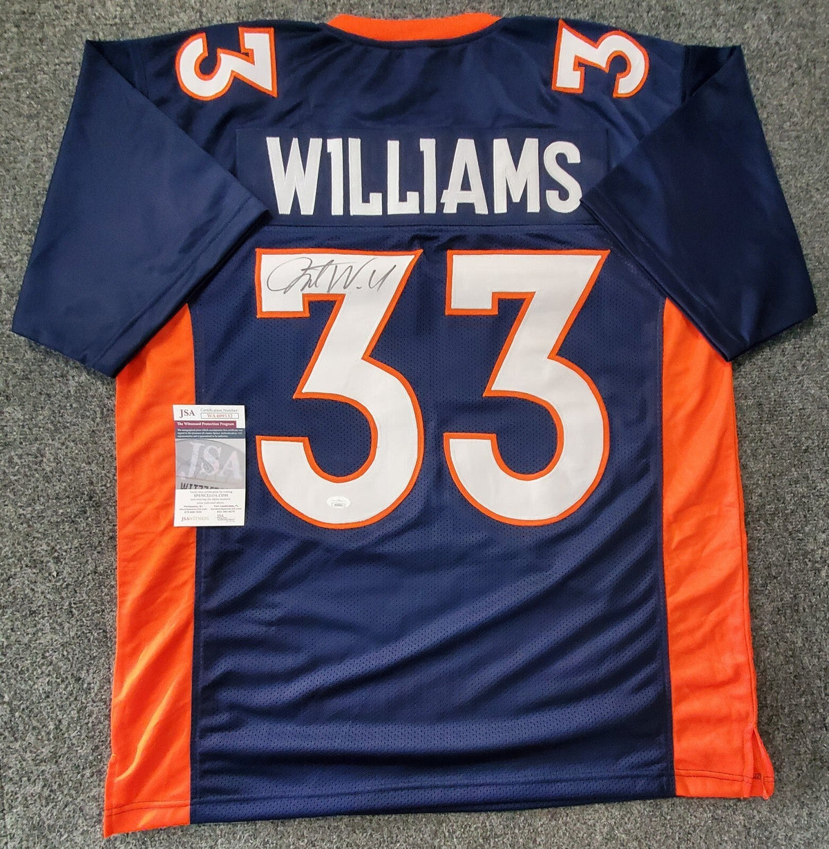 Denver Broncos Javonte Williams Autographed Signed Jersey Jsa  Coa
