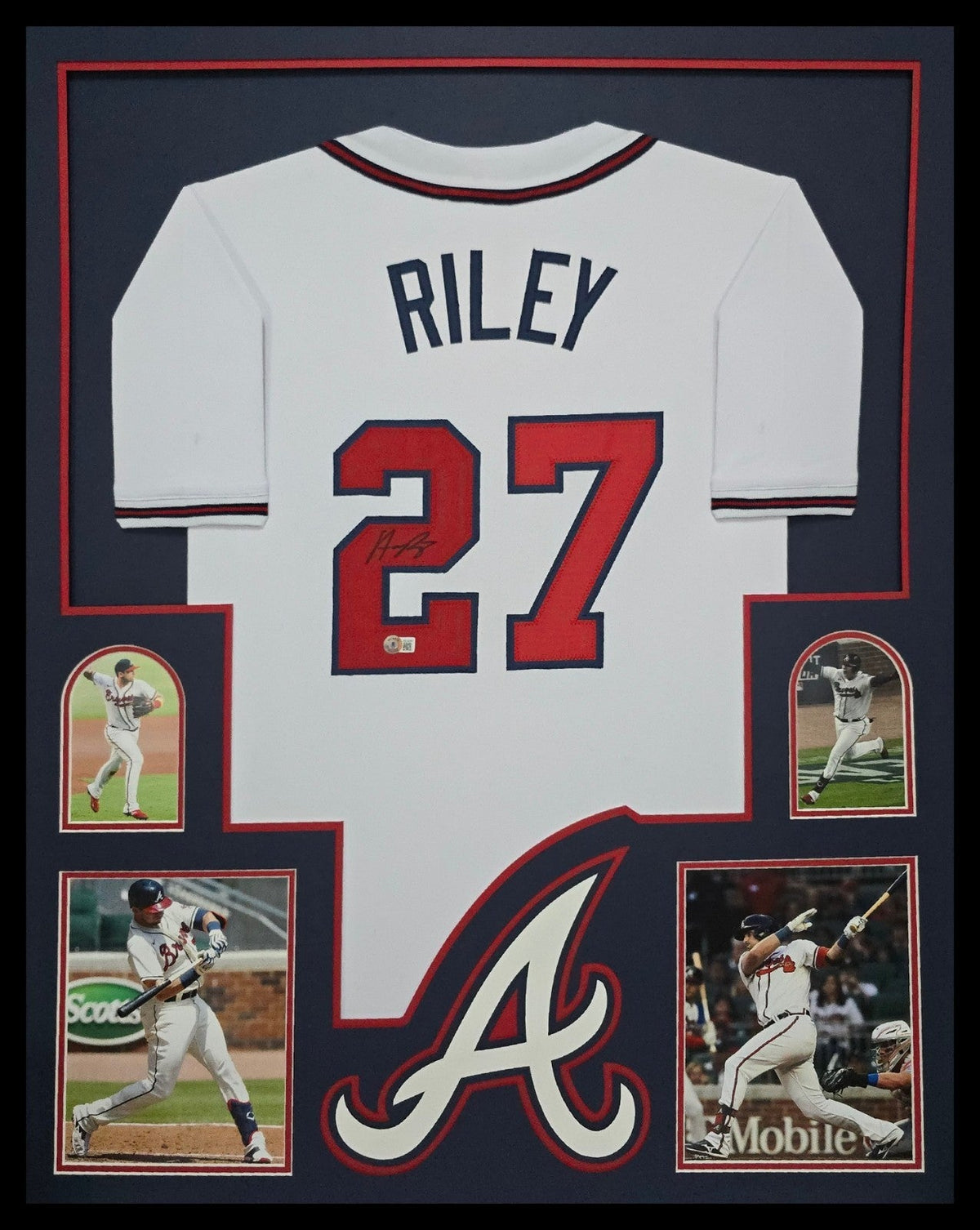 Framed Atlanta Braves Austin Riley Autographed Jersey Beckett Hologram