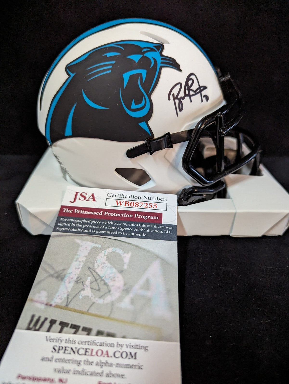 Carolina Panthers Brian Burns Signed  Lunar Mini Helmet Jsa Coa