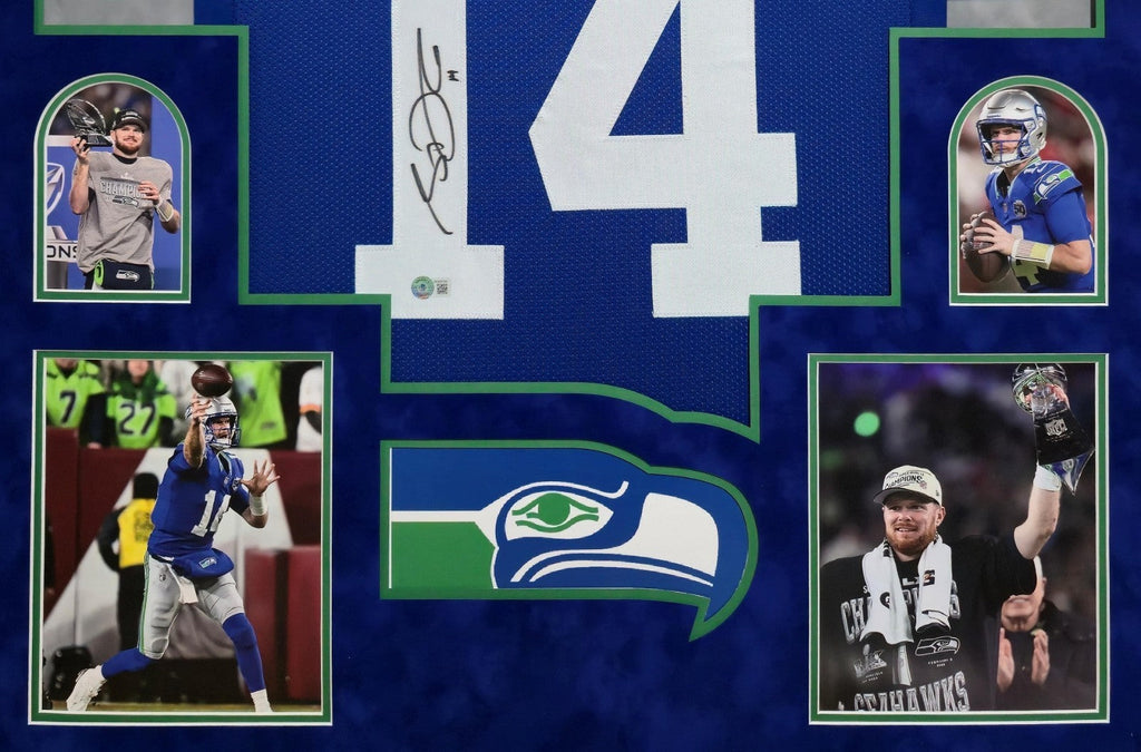 Framed In Suede Seattle Seahawks Sam Darnold Autographed Signed Jersey Beckett