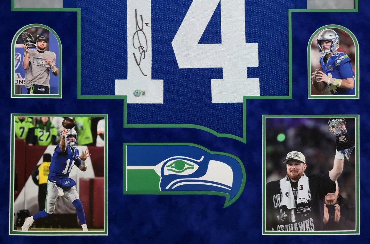 Framed In Suede Seattle Seahawks Sam Darnold Autographed Signed Jersey Beckett