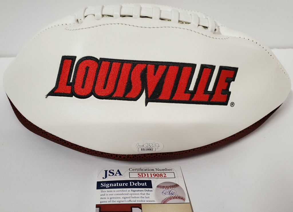 Javian Hawkins Autographed Louisville Cardinals Logo Football Jsa  Coa
