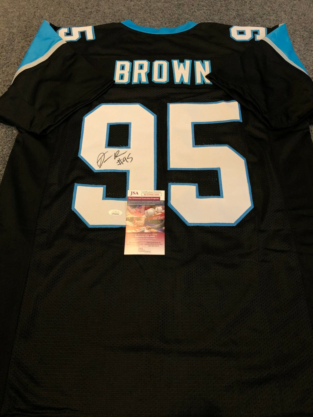 Carolina Panthers Derrick Brown Autographed Signed Jersey Jsa  Coa