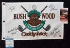 Chevy Chase, Cindy Morgan, O'keefe, Barmon Signed Caddyshack Golf Flag Jsa Coa