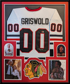 Framed Chicago Blackhawks Xmas Vacation Chevy Chase Signed Jersey Beckett Coa