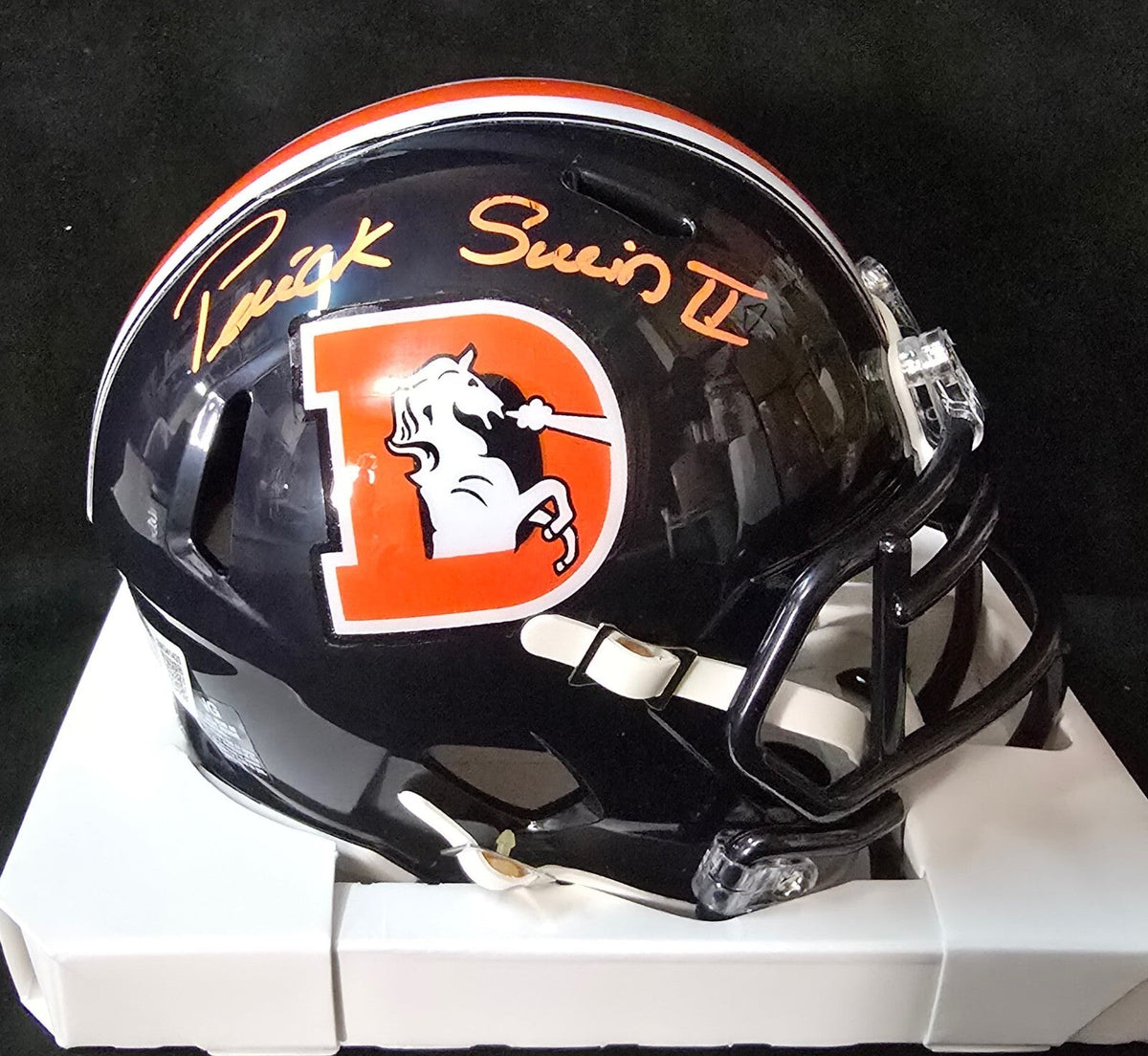 Denver Broncos Patrick Surtain Ii Signed Navy Throwback Mini Helmet Jsa Coa