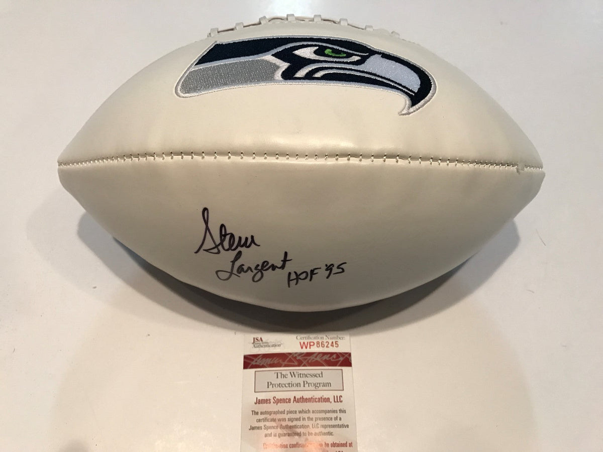 Steve Largent Autographed Signed Inscribe Seattle Seahawks Logo Football Jsa Coa