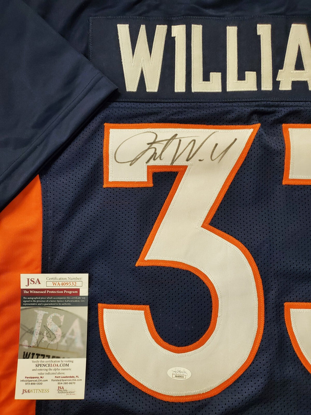 Denver Broncos Javonte Williams Autographed Signed Jersey Jsa  Coa