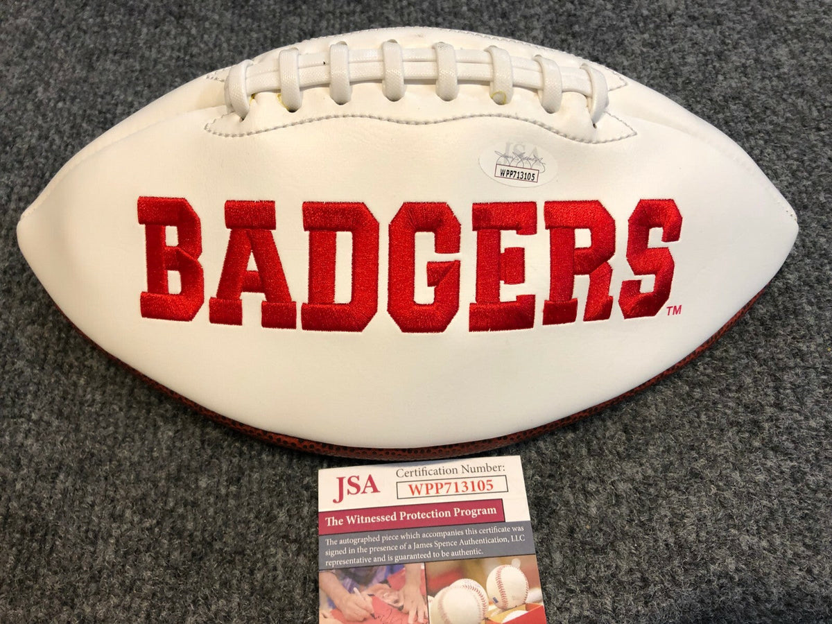 Wisconsin Badgers Troy Fumagalli Autographed Signed Logo Football Jsa Coa
