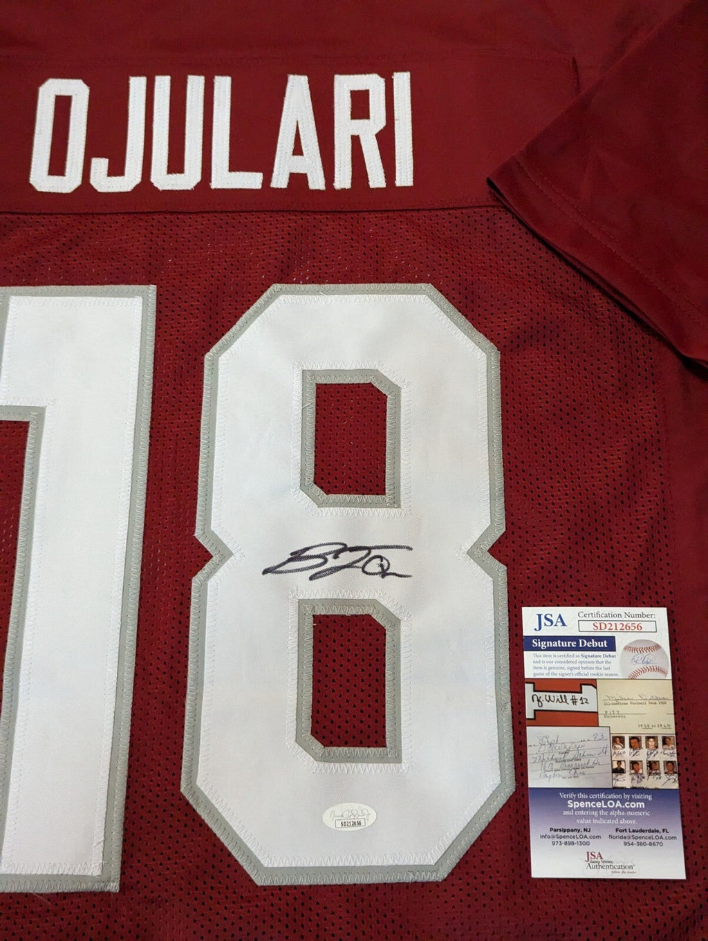 Arizona Cardinals Bj Ojulari Autographed Signed Jersey Jsa Coa