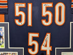 Framed Chicago Bears 3X Signed Singletary Urlacher Butkus Jersey Dual Coa