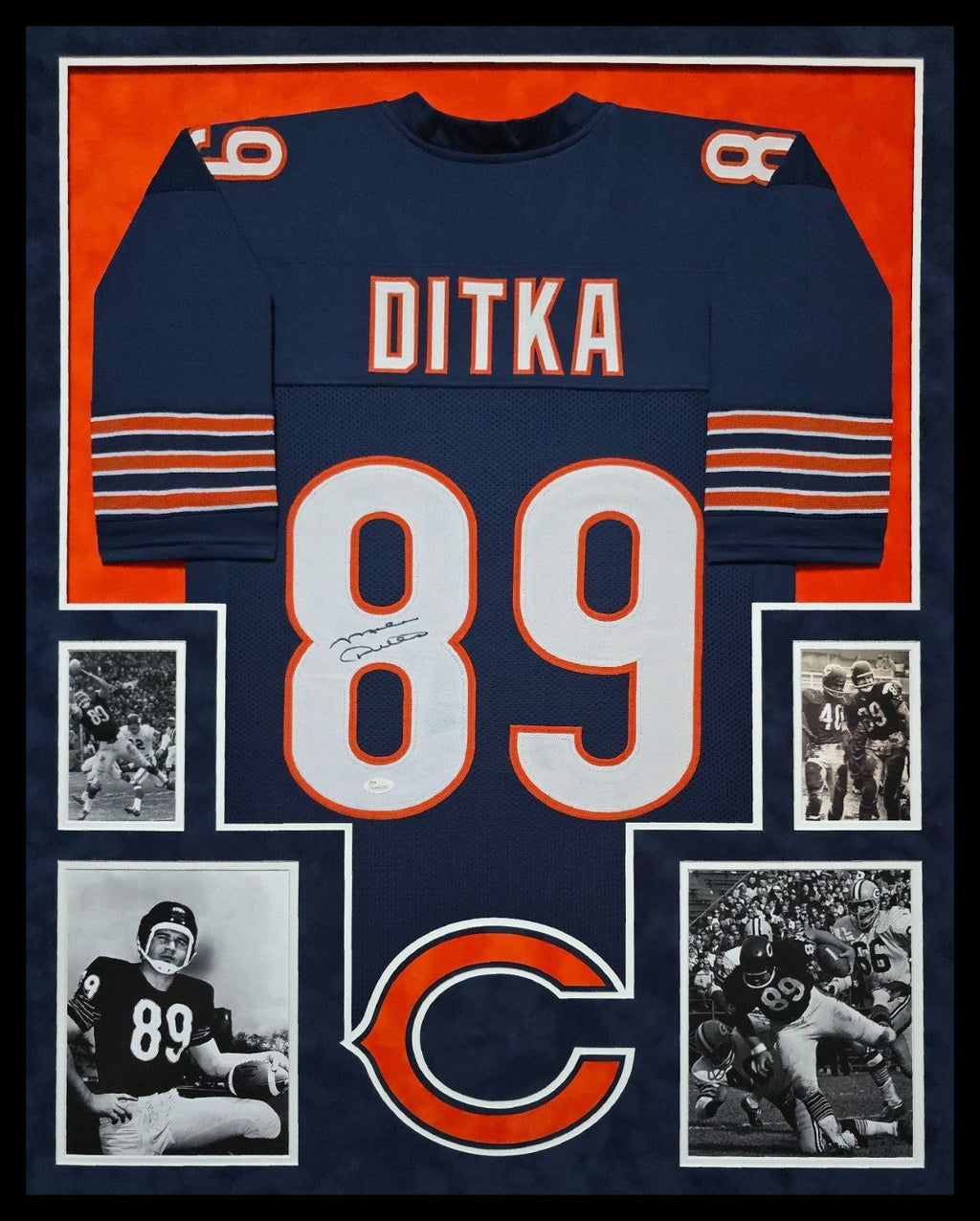 Suede Framed Chicago Bears Mike Ditka Autographed Signed Jersey Jsa Coa