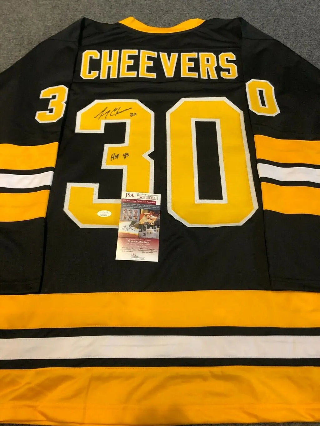 Boston Bruins Gerry Cheevers Autographed Signed Inscribed Jersey Jsa Coa