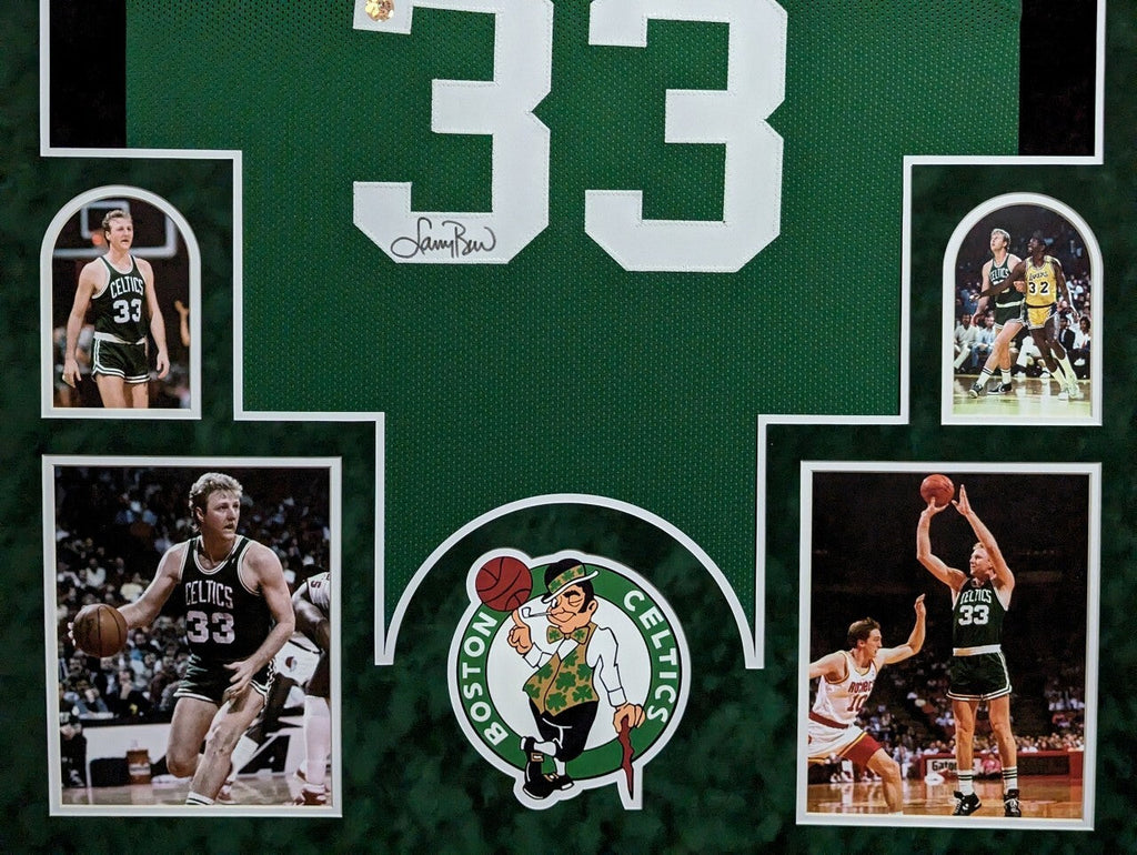 Suede Framed Boston Celtics Larry Bird Autographed Signed Jersey Larry Bird Holo