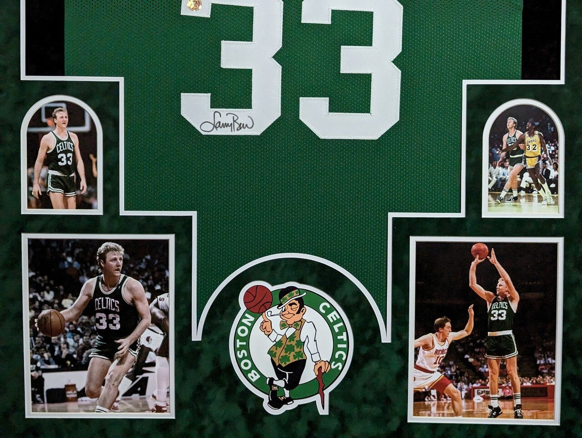 Suede Framed Boston Celtics Larry Bird Autographed Signed Jersey Larry Bird Holo