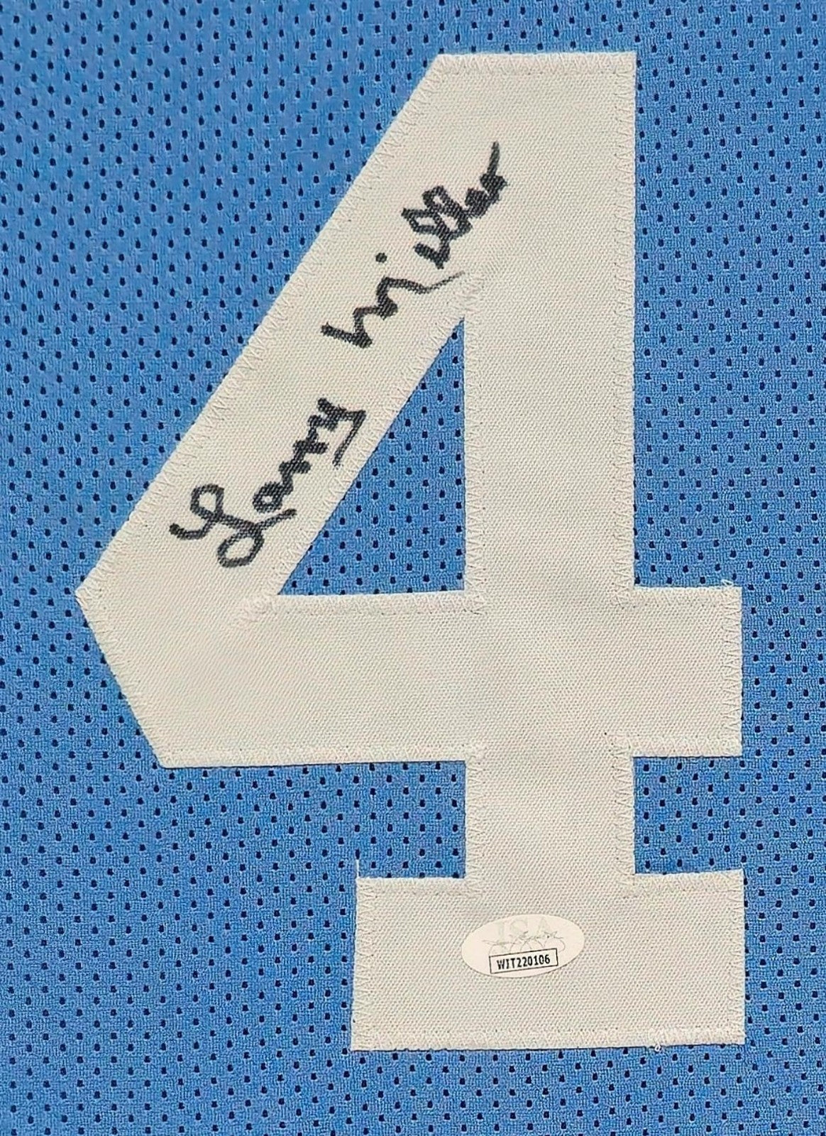 Framed Unc Tar Heels Larry Miller Autographed Signed Jersey Jsa Coa