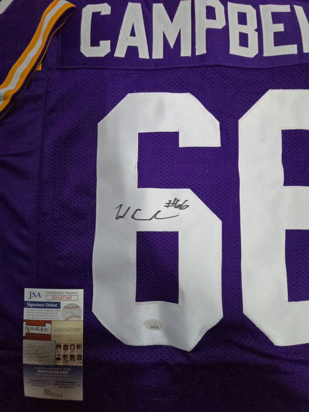 Lsu Tigers Will Campbell Autographed Signed Jersey Jsa Coa
