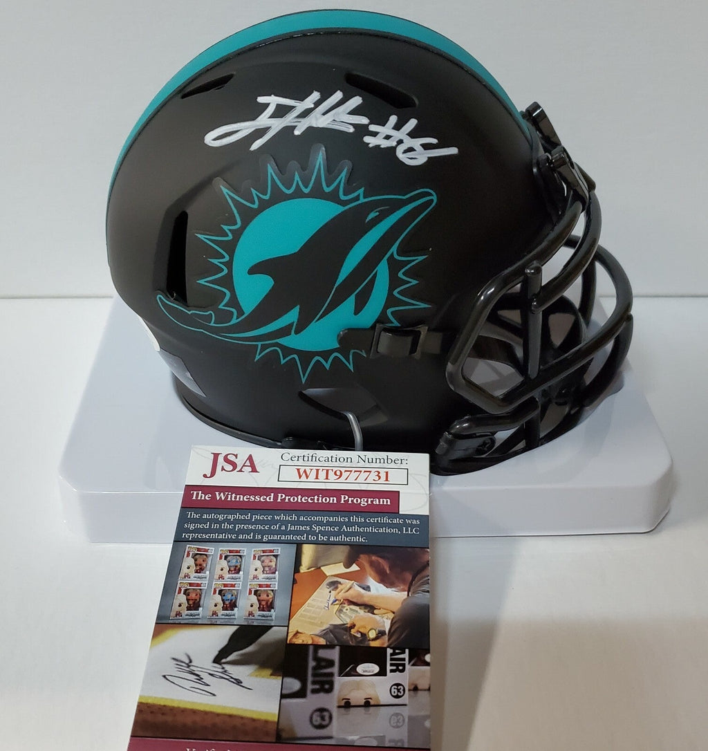 Miami Dolphins Jevon Holland Autographed White Signed Eclipse Mini Helmet Jsa