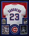 Suede Framed Chicago Cubs Ryne Sandberg Autographed Inscribed Jersey Jsa Coa