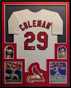 Framed St Louis Cardinals Vince Coleman Autographed Inscribed Jersey Jsa Coa