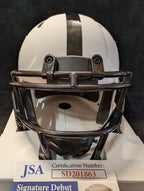 Las Vegas Raiders Chris Smith Autographed Signed Lunar Mini Helmet Jsa Coa Blk