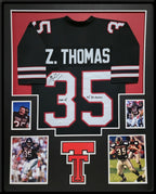 Framed Texas Tech Red Raiders Zach Thomas Autographed Inscribed Jersey Jsa
