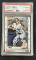 Oswald Peraza Autographed Topps Bowman Yankees Chrome Bd-27 Psa Slabbed