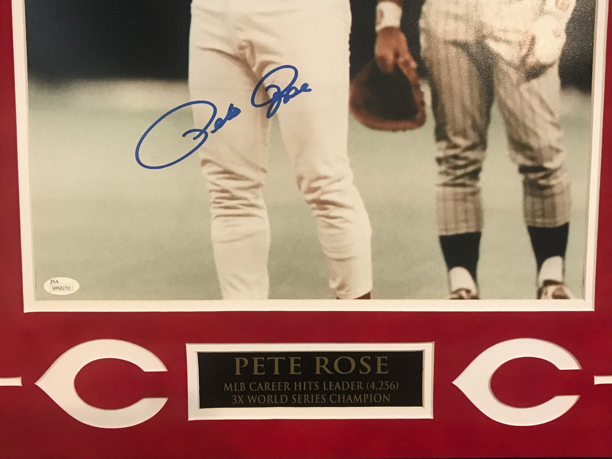 Framed Signed Pete Rose Cincinnati Reds 16X20 Photo Jsa Coa