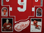 Suede Framed Detroit Red Wings Gordie Howe Autographed Jersey Jsa Coa