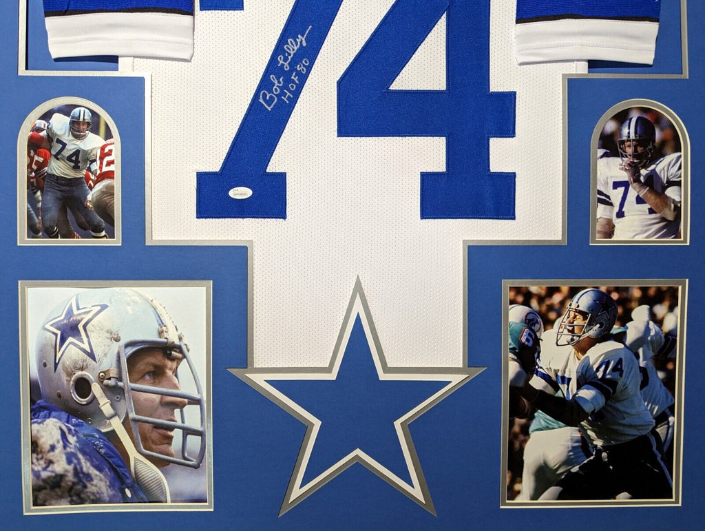 Framed Dallas Cowboys Bob Lilly Autographed Signed Inscribed Jersey Jsa Coa