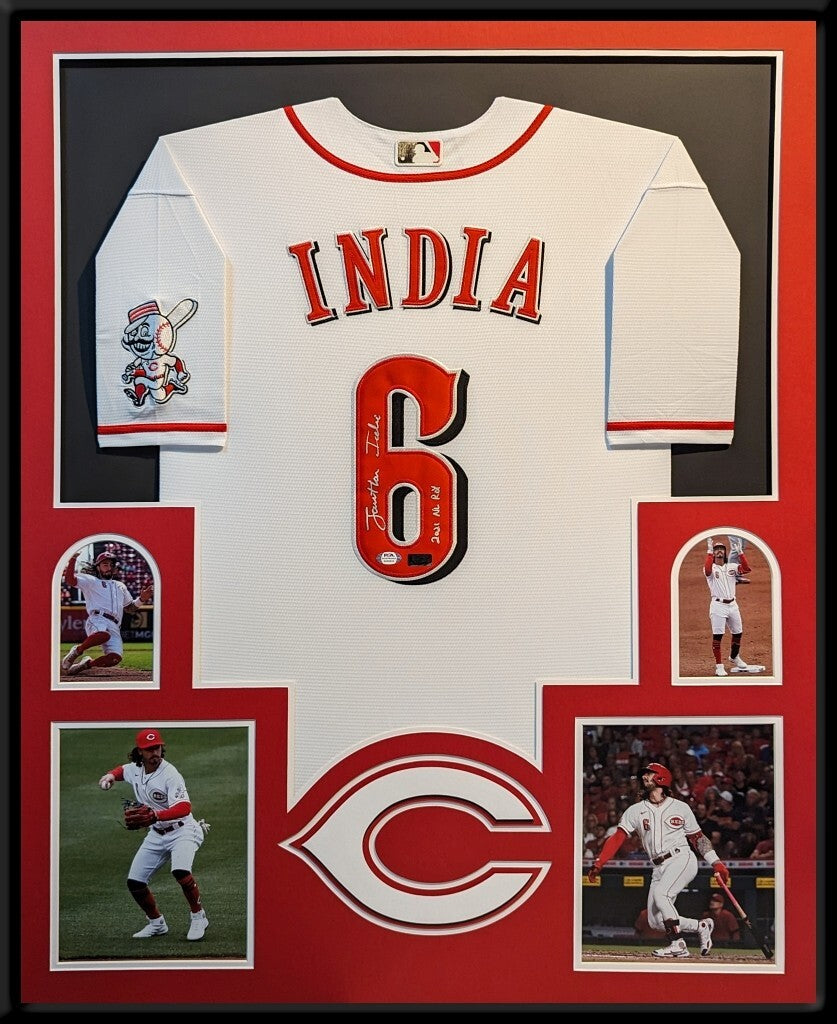 Framed Cincinnati Reds Jonathan India Autographed Signed Jersey Psa Coa