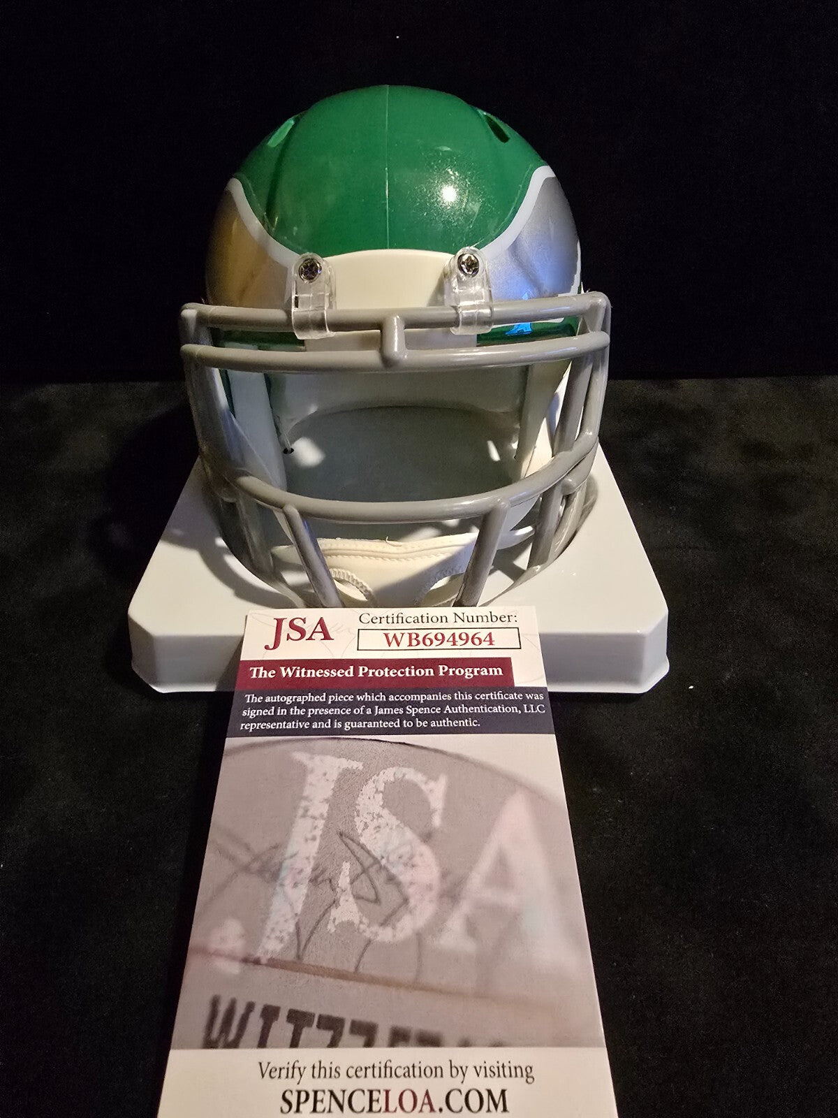 Philadelphia Eagles Jordan Davis Autographed Signed Kelly Speed Mini Helmet Jsa