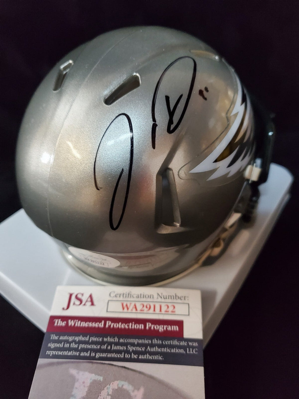 Philadelphia Eagles Jordan Davis Autographed Signed Flash Mini Helmet Jsa Coa