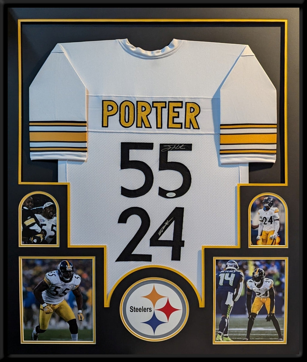 Framed Pittsburgh Steelers Joey Porter Jr & Sr Autographed Signed Jersey Jsa Coa
