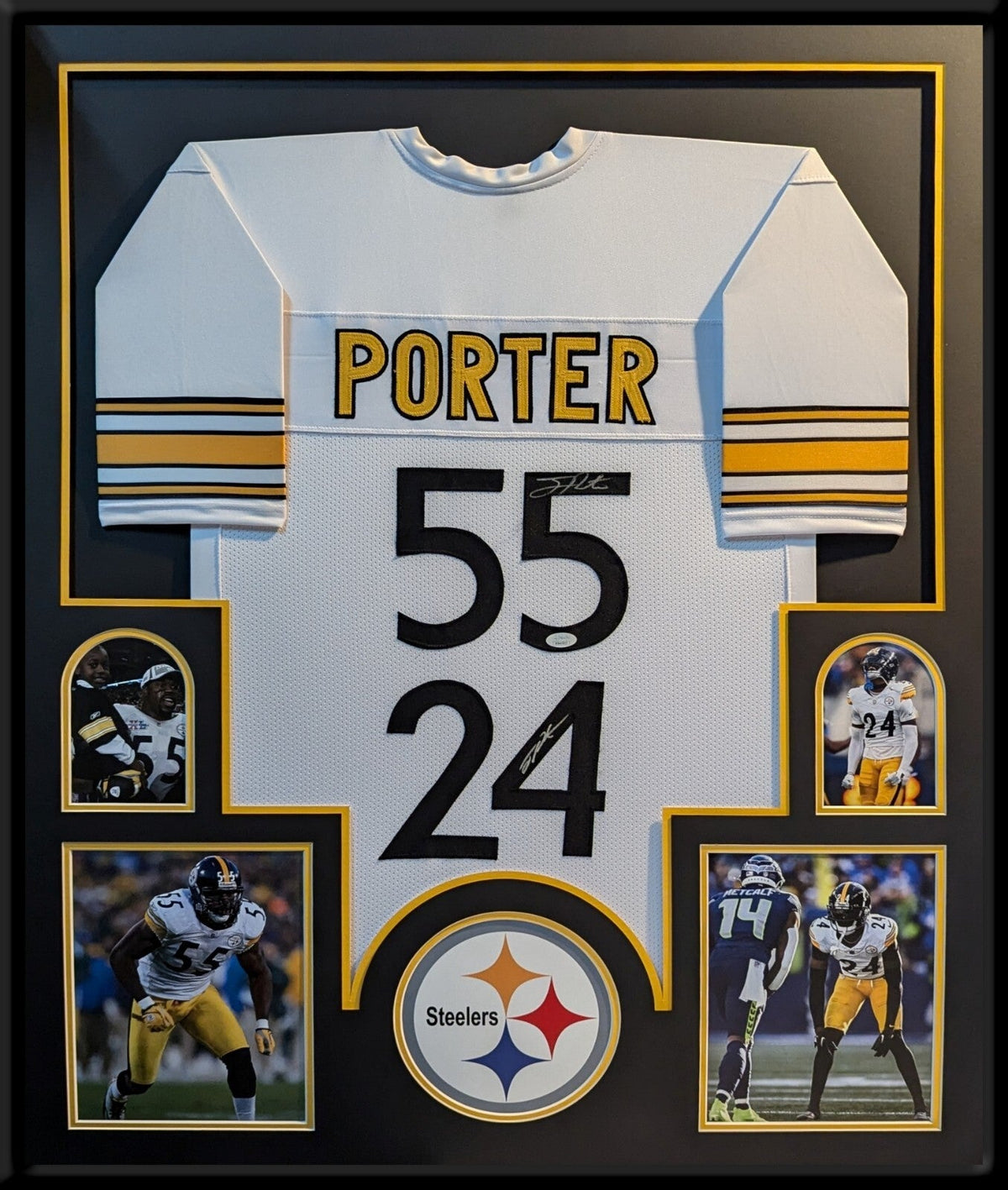 Framed Pittsburgh Steelers Joey Porter Jr & Sr Autographed Signed Jersey Jsa Coa