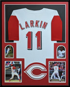 Framed Cincinnati Reds Barry Larkin Autographed Signed Jersey Beckett Holo