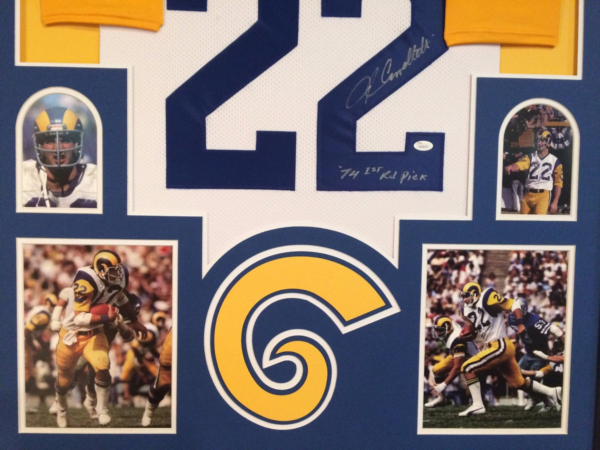 Framed John Cappelletti Autographed Signed Inscribed L.A. Rams Jersey Jsa Coa