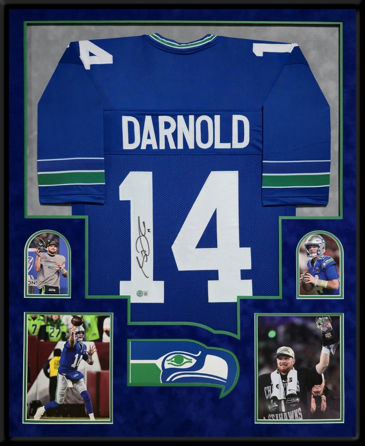 Framed In Suede Seattle Seahawks Sam Darnold Autographed Signed Jersey Beckett
