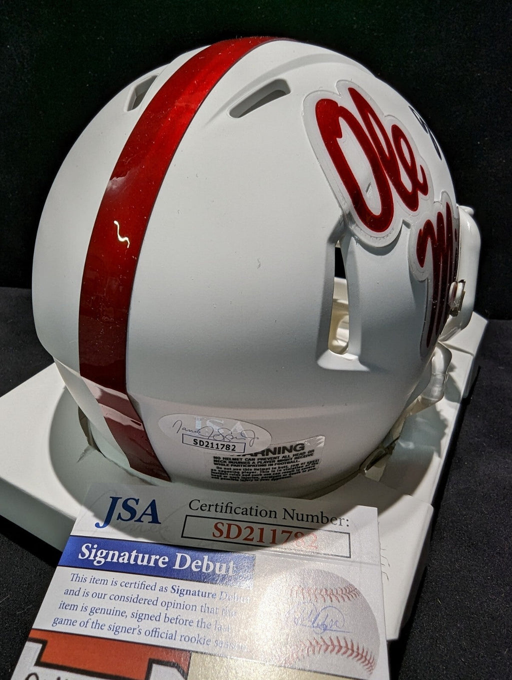 Ole Miss Rebels Jonathan Mingo Signed Speed Mini Helmet Jsa Coa