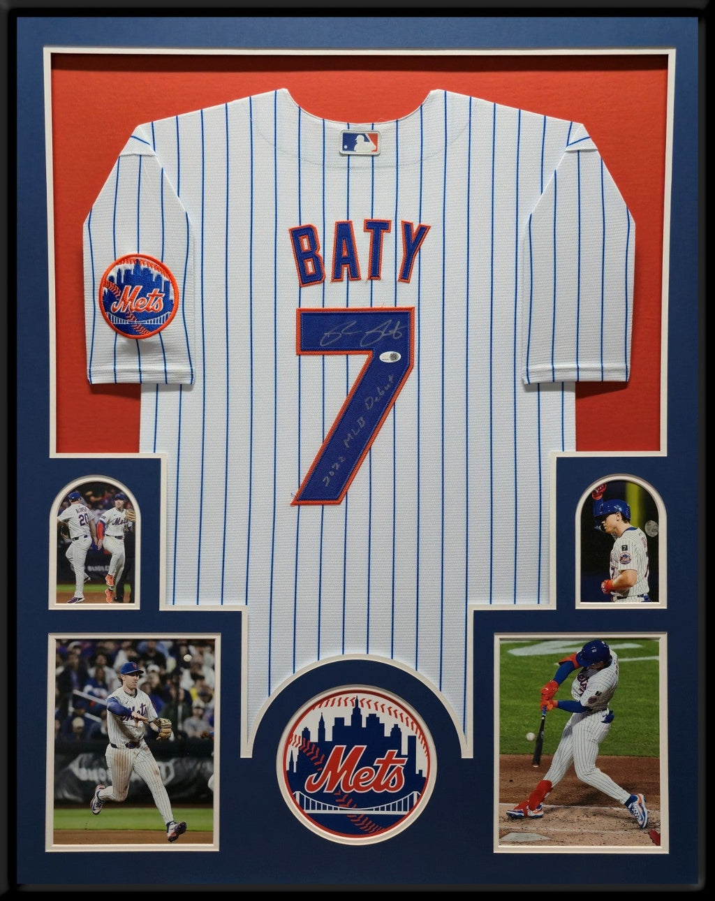Framed New York Mets Brett Baty Autographed Signed Inscribed Jersey Jsa Coa