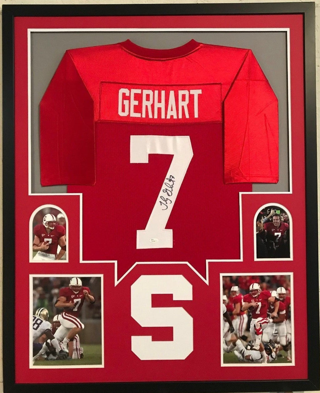 Framed Toby Gerhart Autographed Signed Stanford Cardinals Jersey Jsa Coa