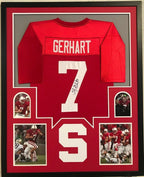 Framed Toby Gerhart Autographed Signed Stanford Cardinals Jersey Jsa Coa