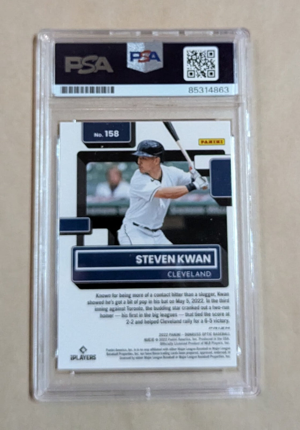 Steven Kwan Panini Donruss Optic Rated Rookie 2022 #158 Hand Signed Psa Slabbed
