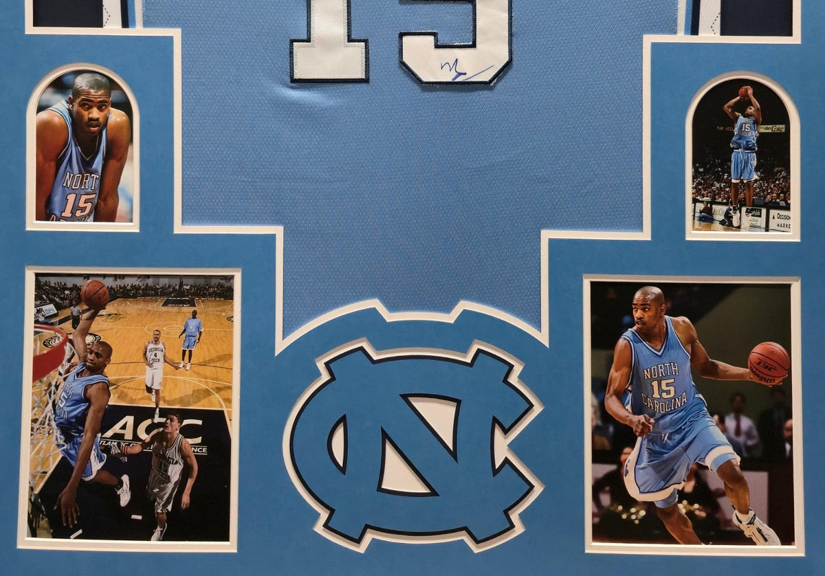 Framed Unc Tar Heels Vince Carter Autographed Signed Jersey Psa Coa