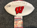 Wisconsin Badgers Troy Fumagalli Autographed Signed Logo Football Jsa Coa