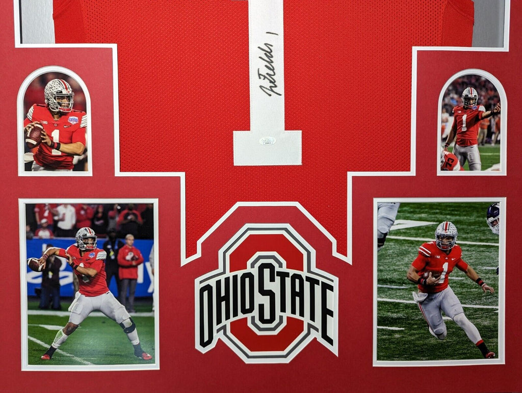 Framed Ohio State Buckeyes Justin Fields Autographed Signed Jersey Jsa Coa